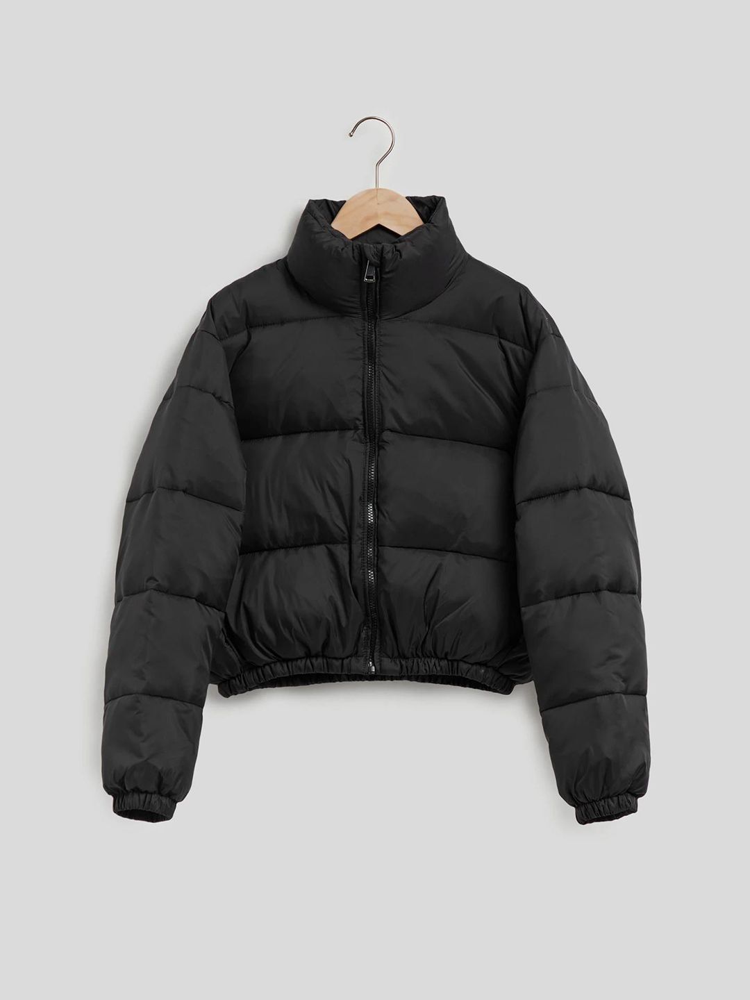 NOWI Stand Collar Crop Puffer Jacket