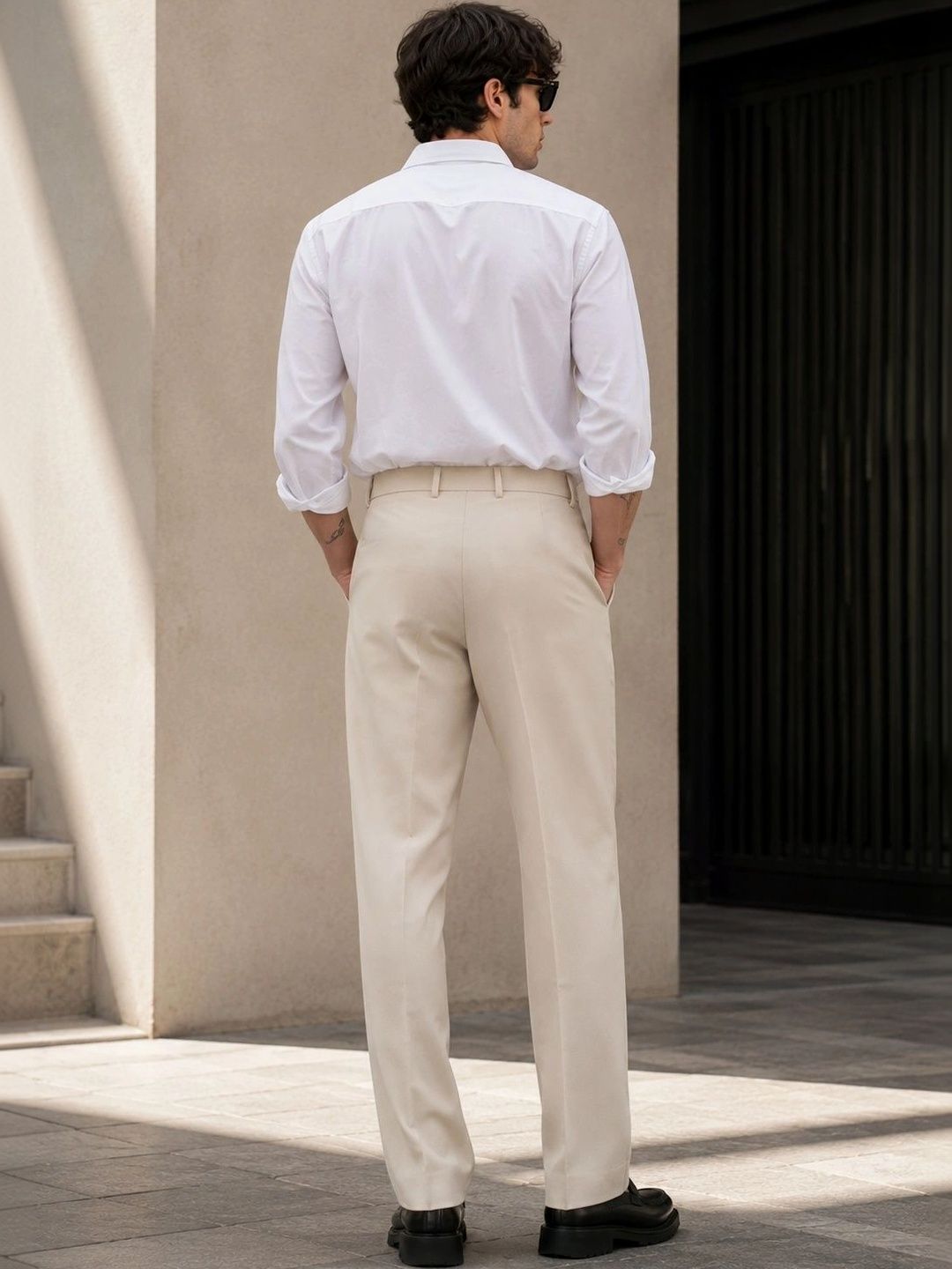 Men Slim Fit Wrinkle Free Trousers