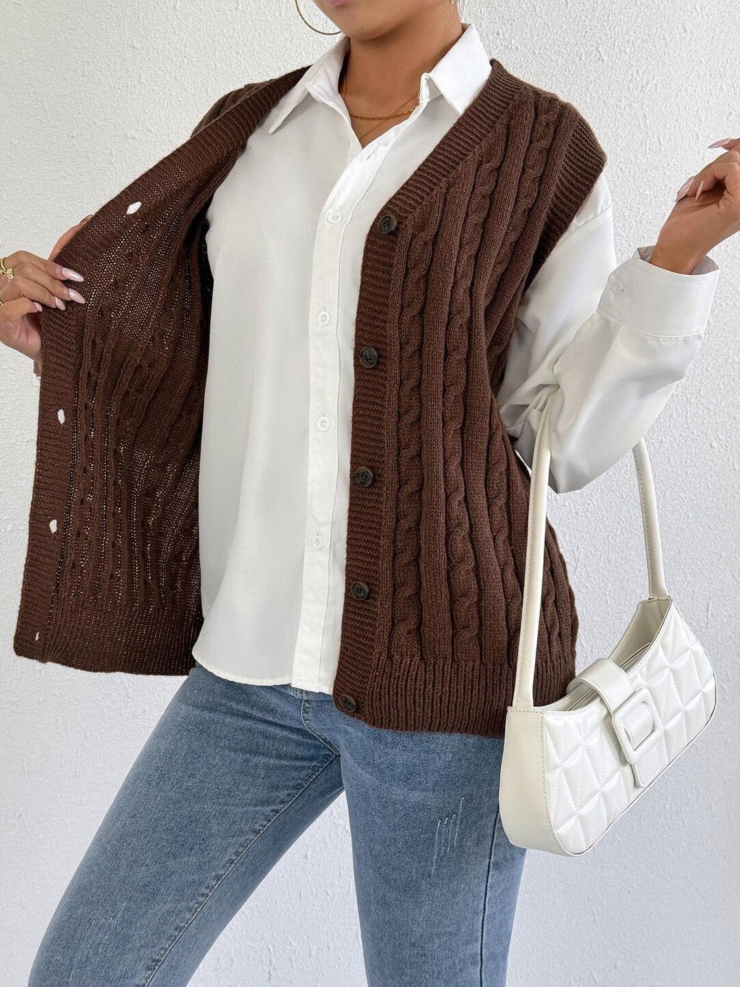 Women Cable Knit Sweater Vest
