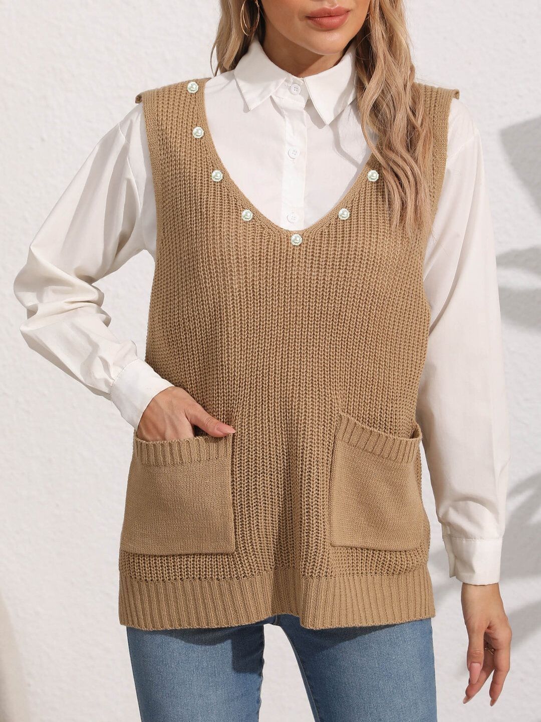 Women Ribbed Sweater Vest
