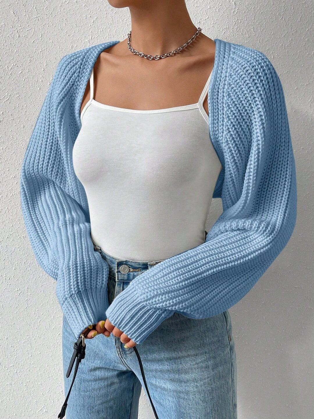 Women Ribbed Crop Cardigan