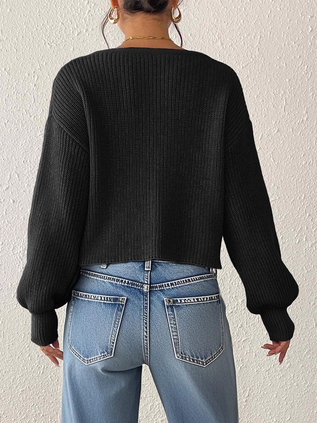Women Ribbed Crop Cardigan
