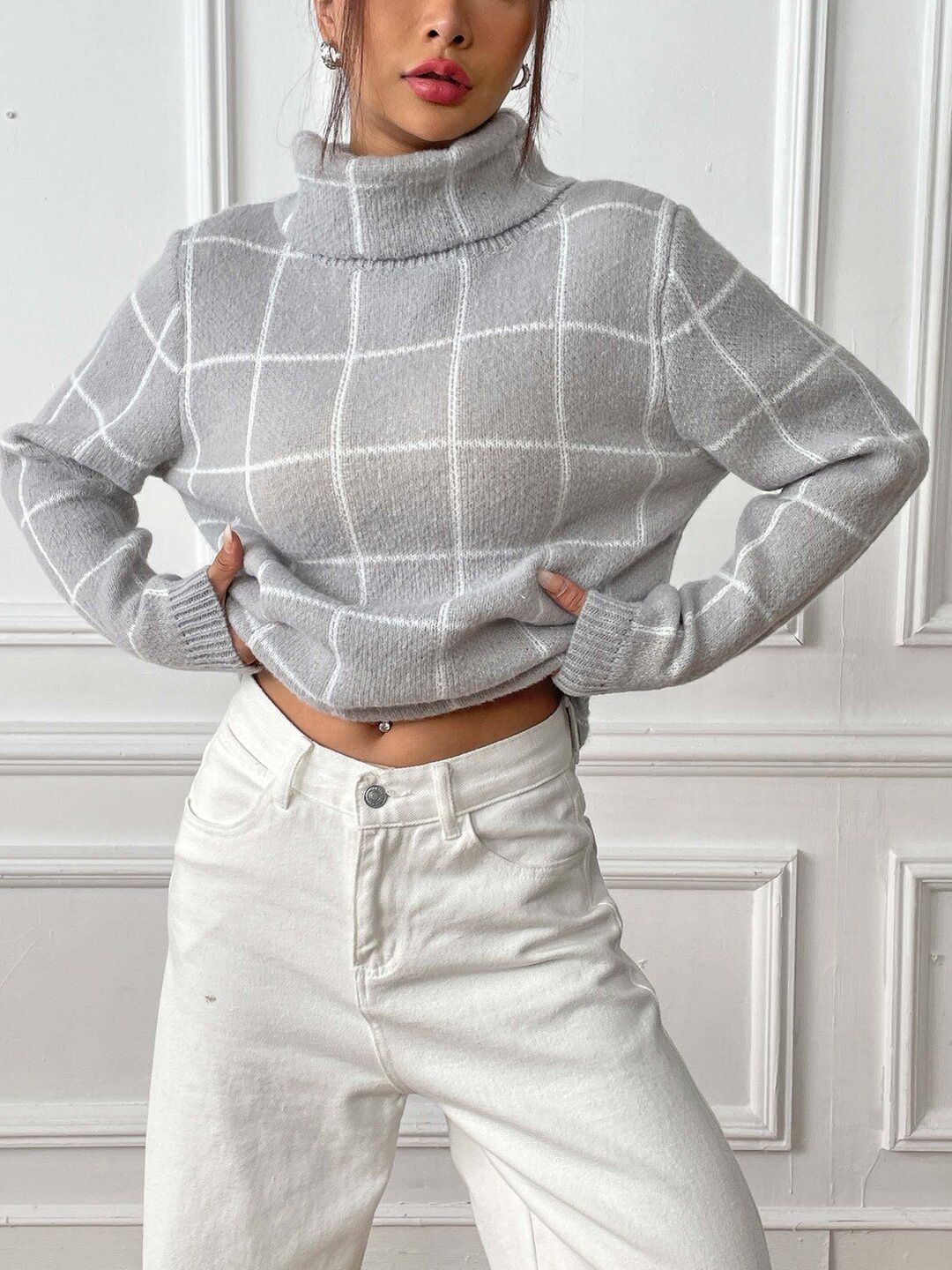 Women Checked Pullover
