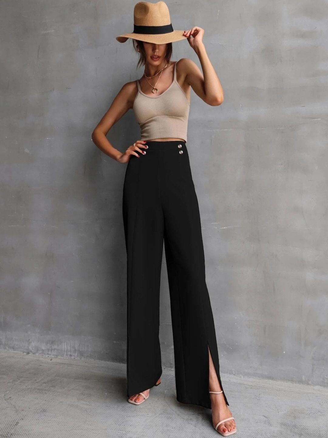 NOWI Women High-Rise Easy Wash Regular Fit Trousers