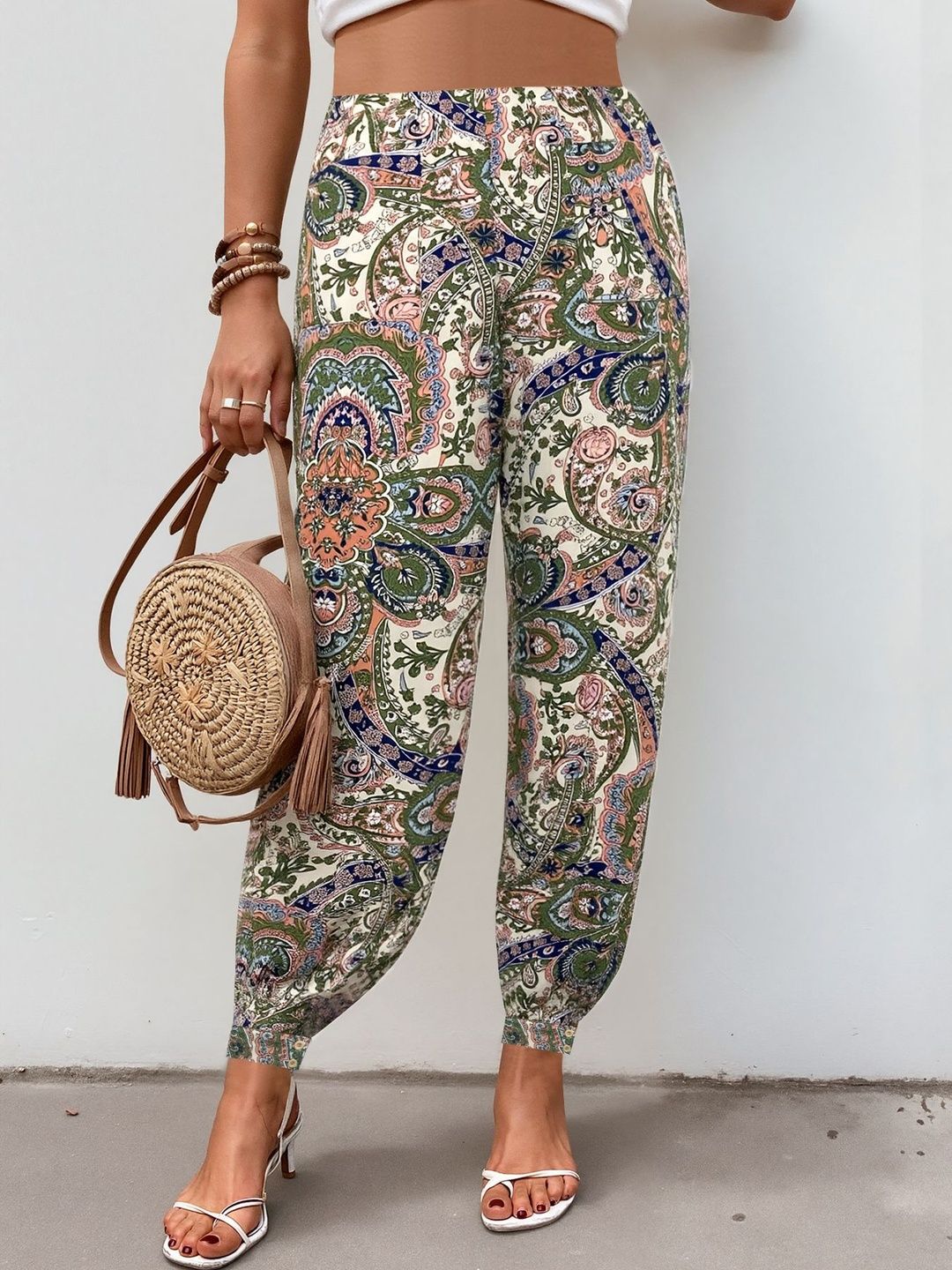 Women Printed Loose Fit Non Iron Trousers