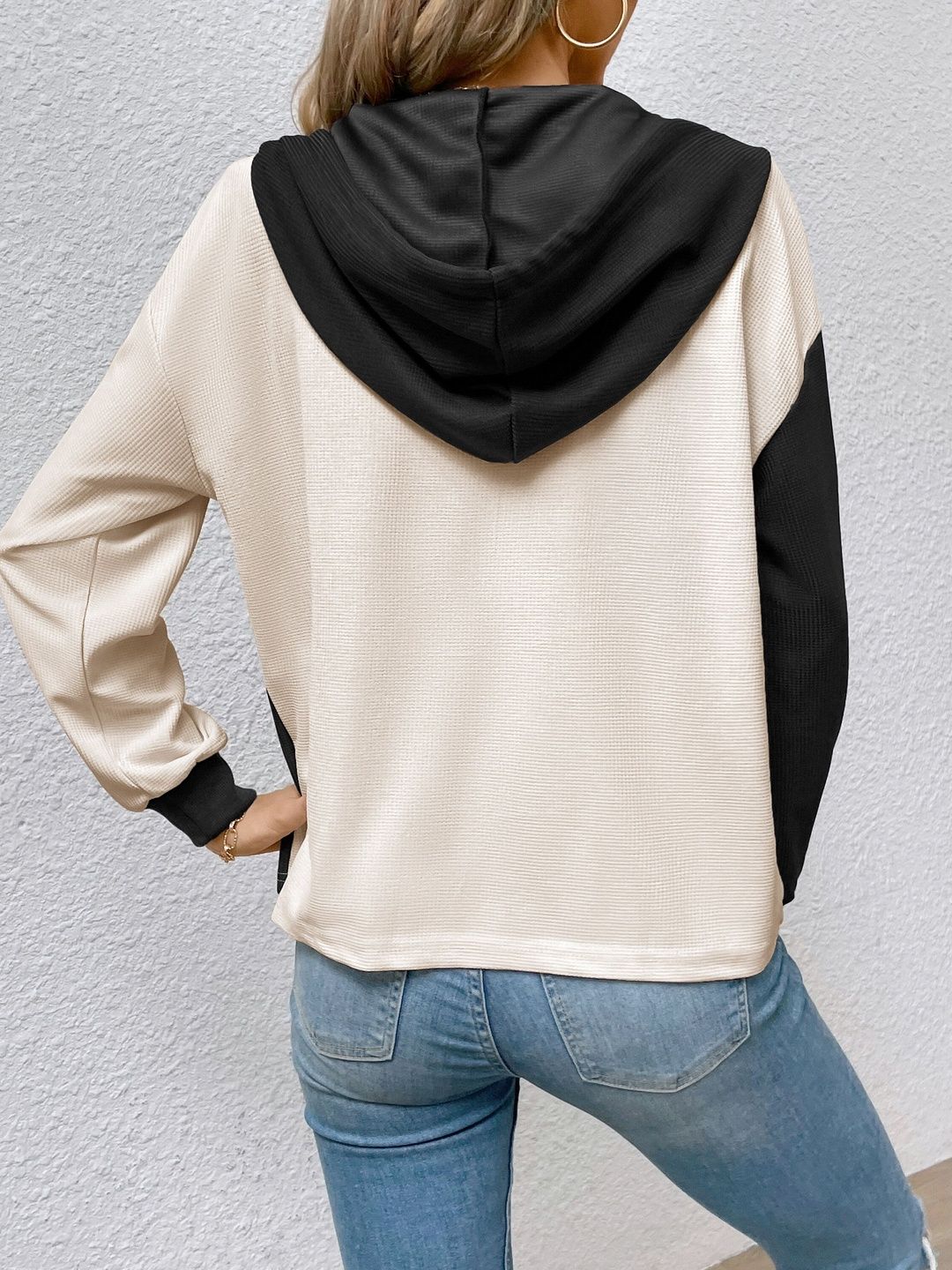 Women Colourblocked Hooded Sweatshirt