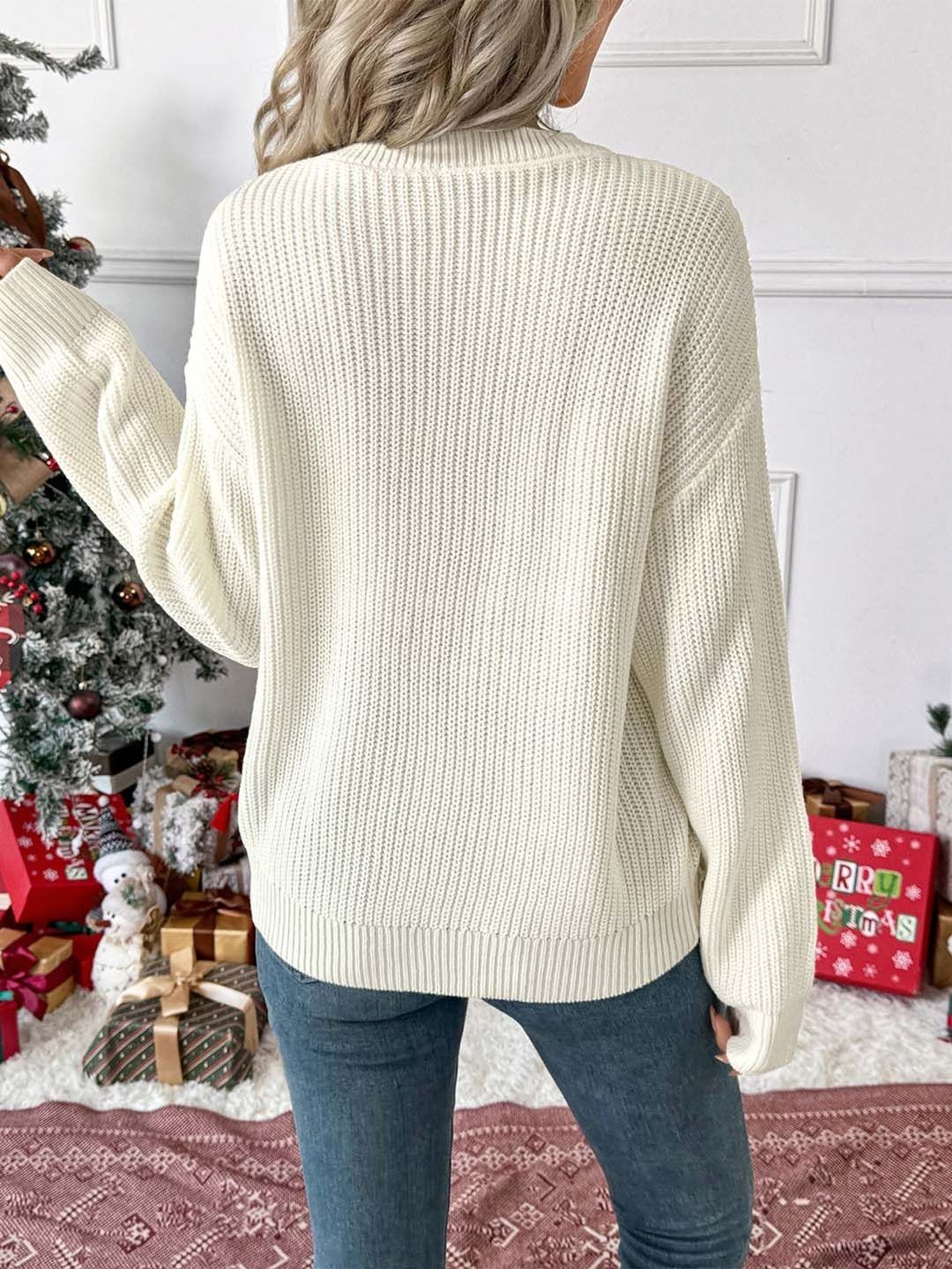 NOWI Women Embroidered Ribbed Pullover