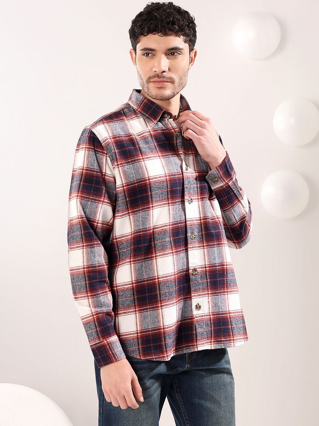 Men Tartan Checks Checked Casual Shirt