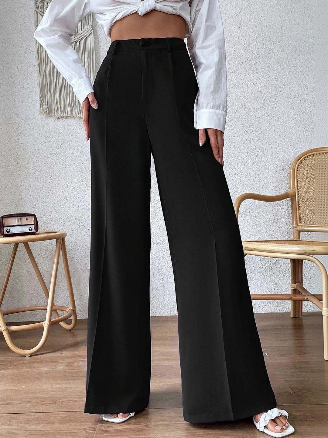 Women Flared High-Rise Trousers