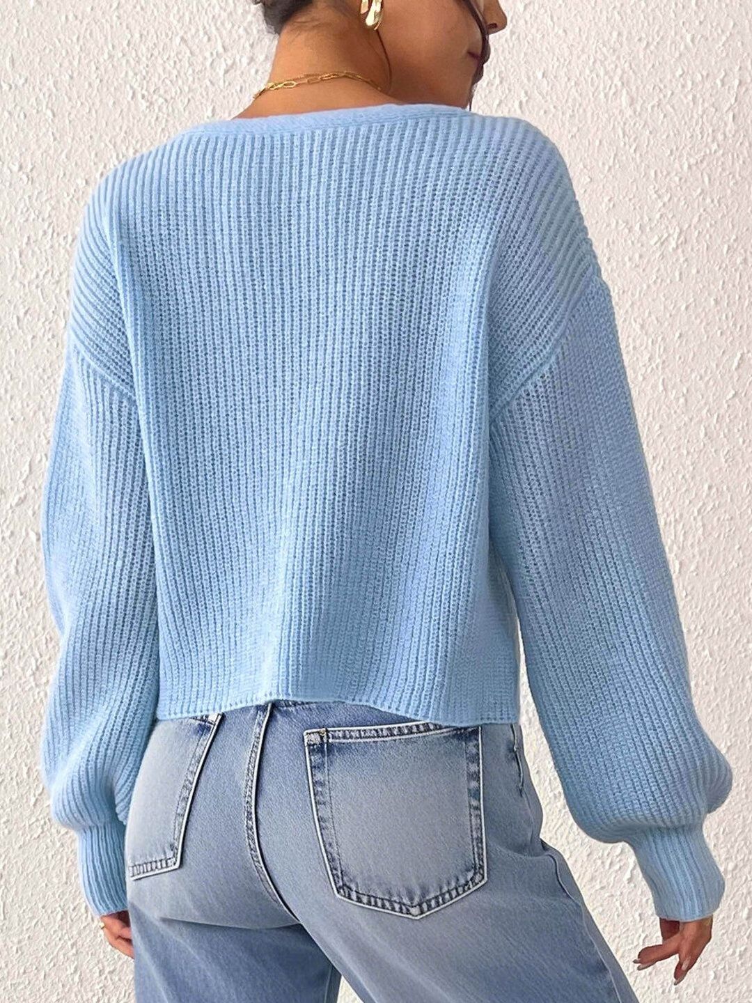 Women Ribbed Crop Cardigan