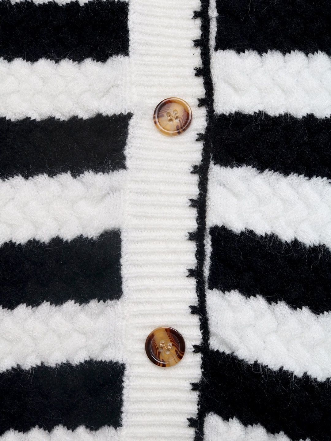 Women's White Striped Cardigan Blend