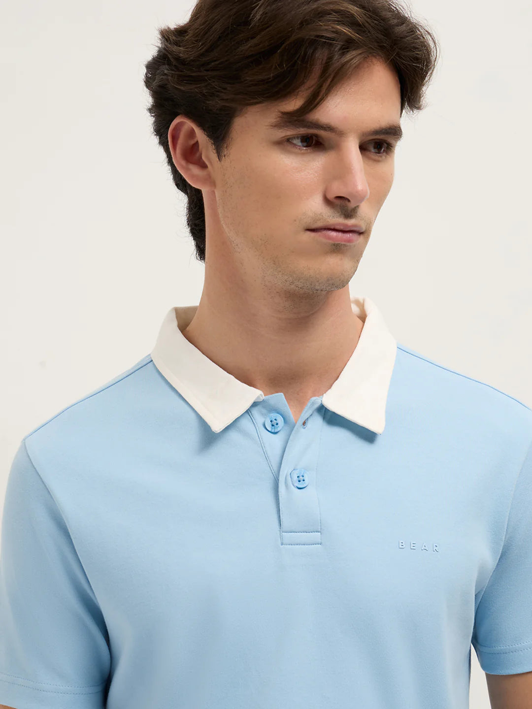 Blue Solid Slim Fit Polo