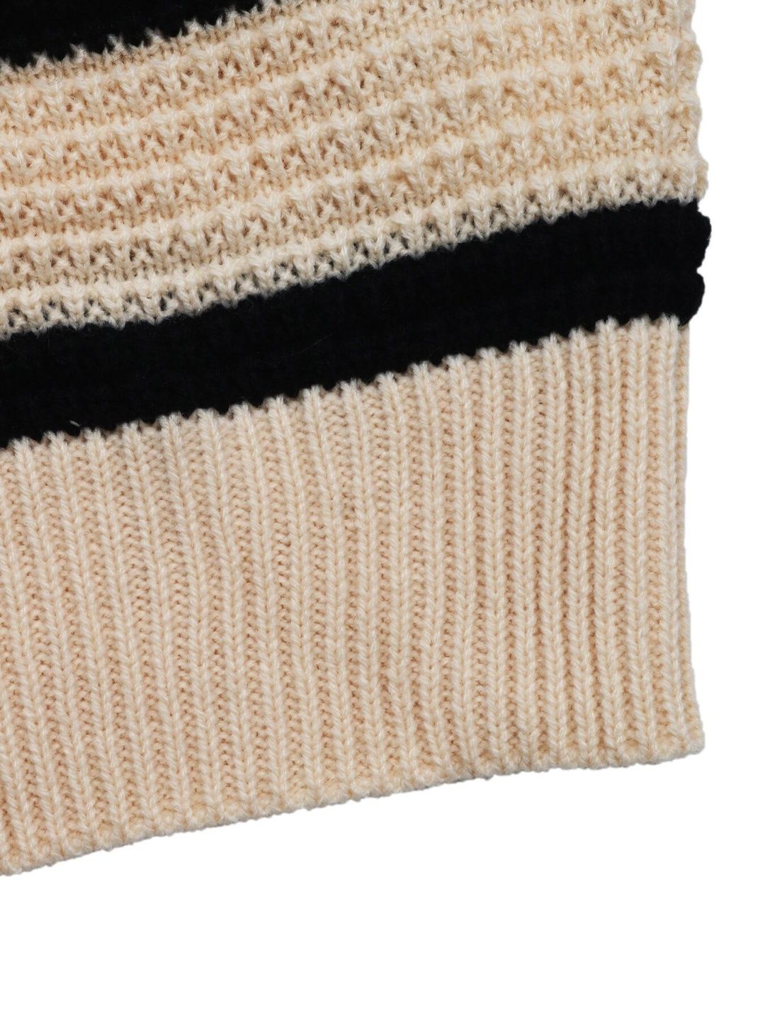 Women's Beige Nowi Women Striped Pullover Blend Regular Fit