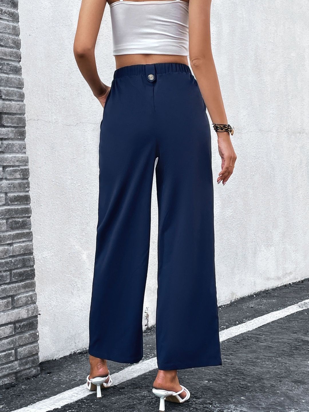 Women High-Rise Non Iron Pleated Trousers