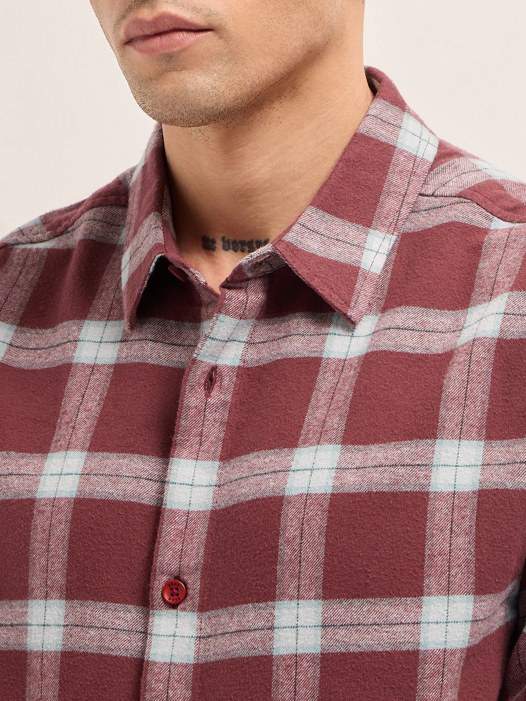 Red Plaid Check Relaxed Fit Flannel Shirt