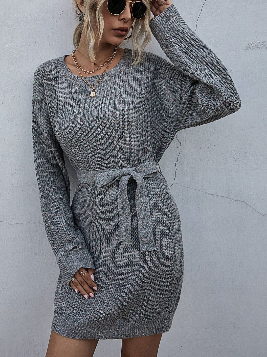 Women's Grey Pullover Blend Printed Regular Fit