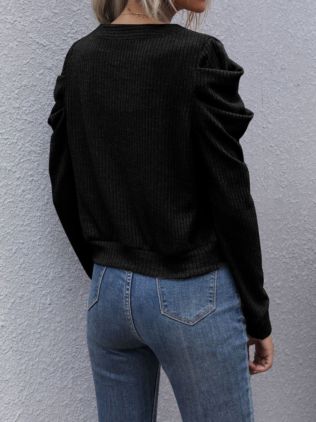 Women's Black Ribbed Cardigan Blend