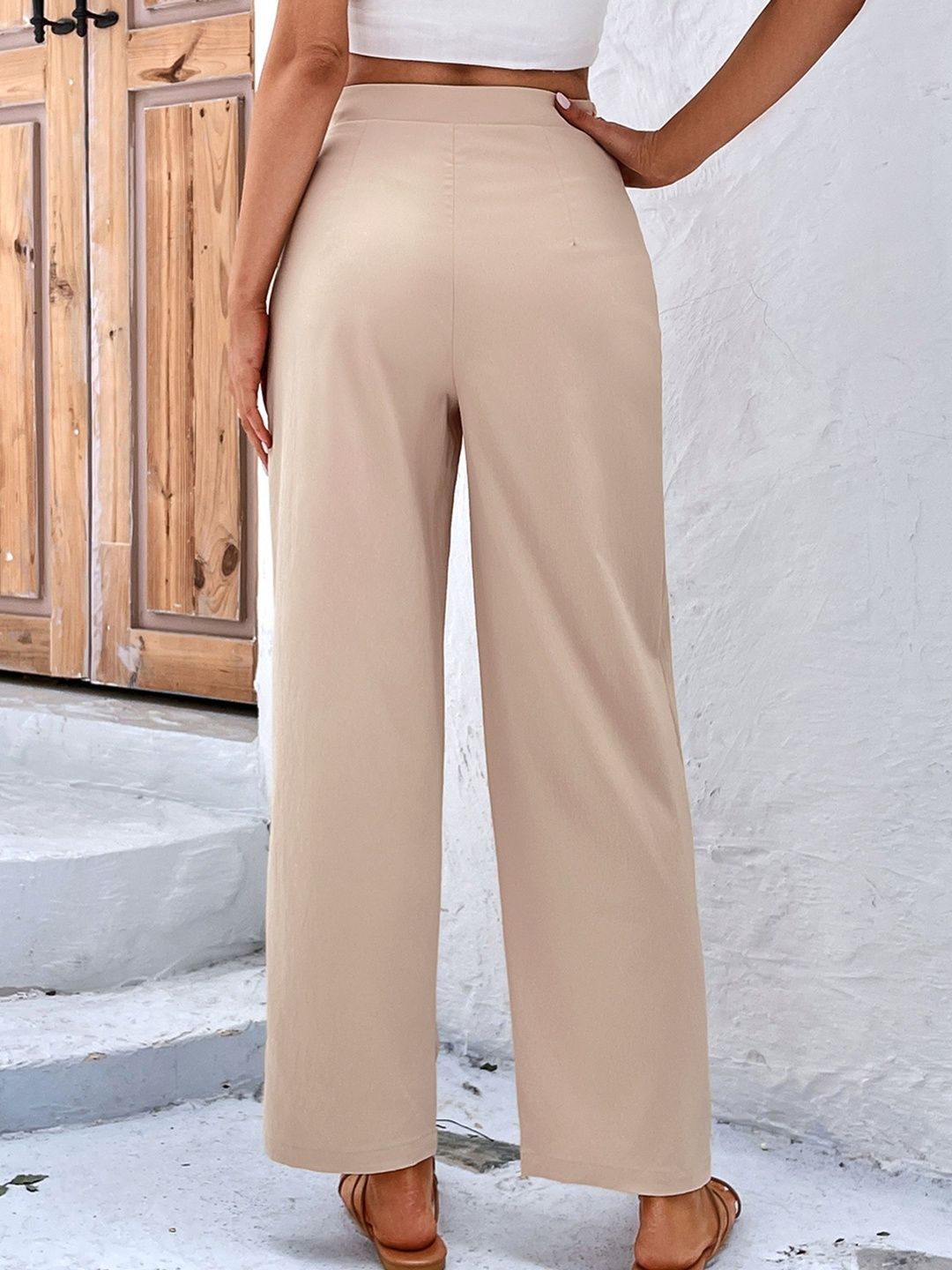 Women Loose Fit High-Rise Non Iron Trousers