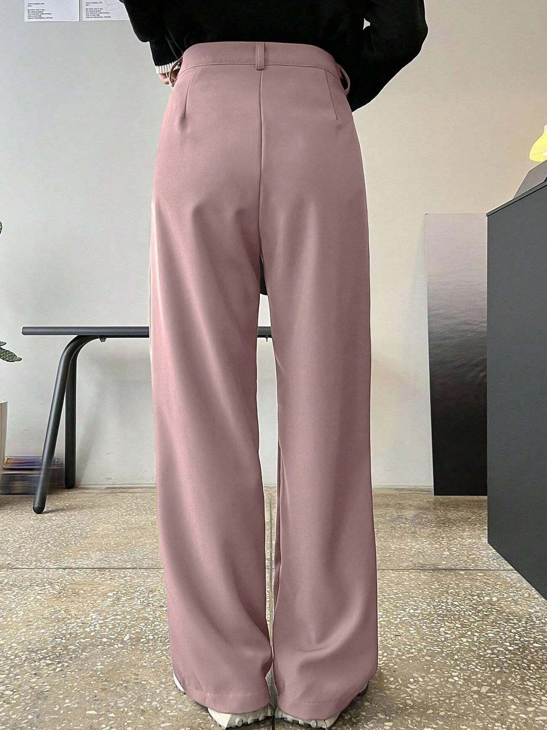 Women Straight Fit Pleated Trousers
