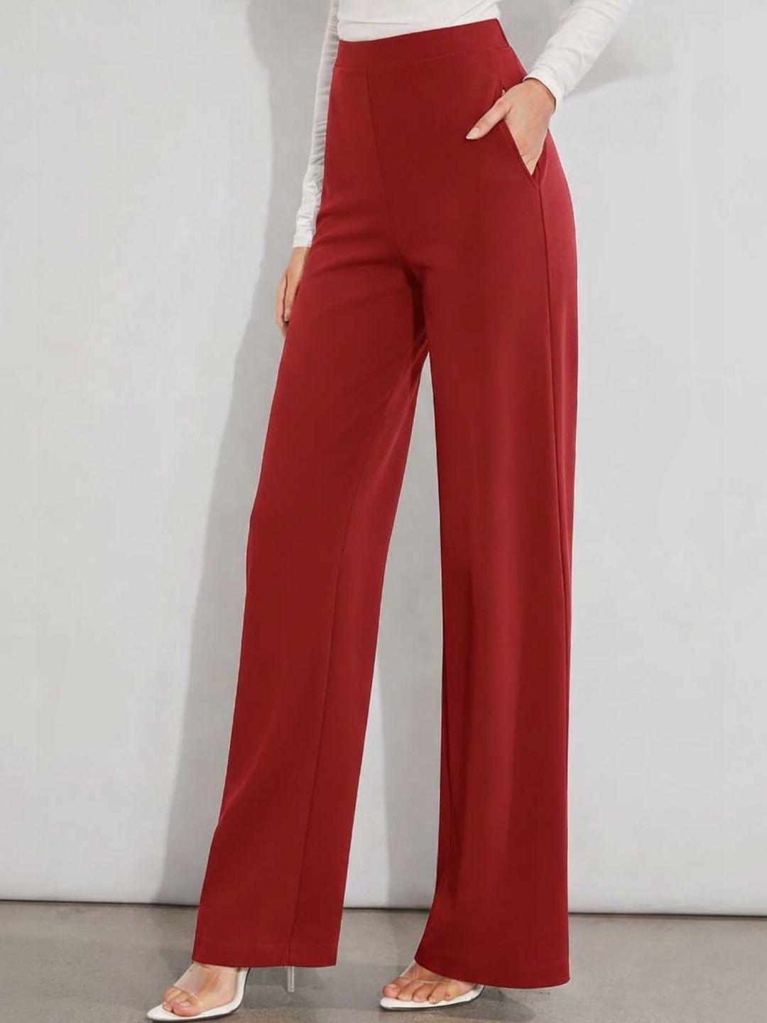 Women Straight Fit Wrinkle Free Trousers