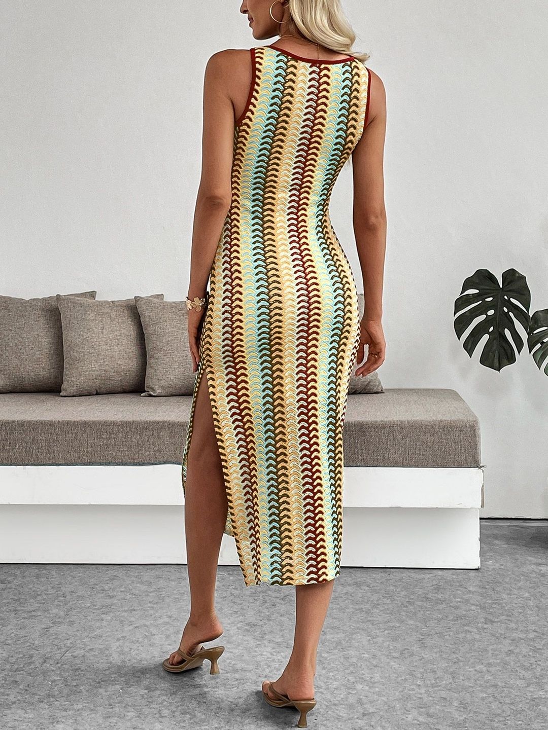 Print Bodycon Midi Dress