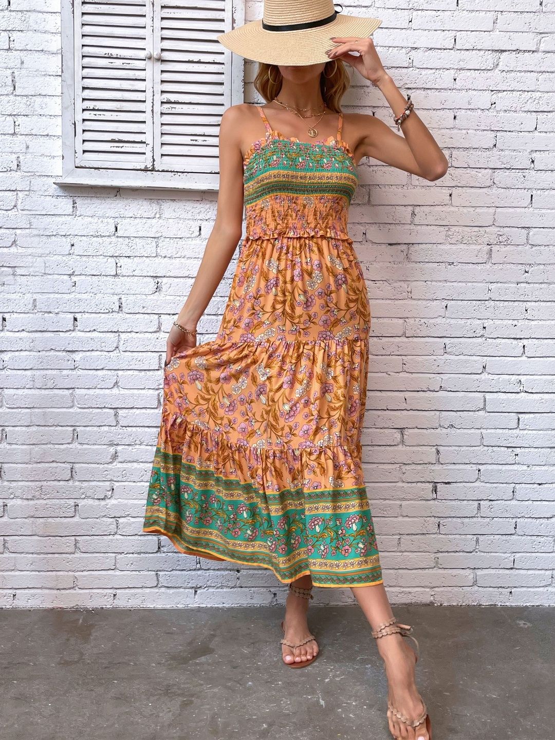 Floral Print Fit & Flare Midi Dress