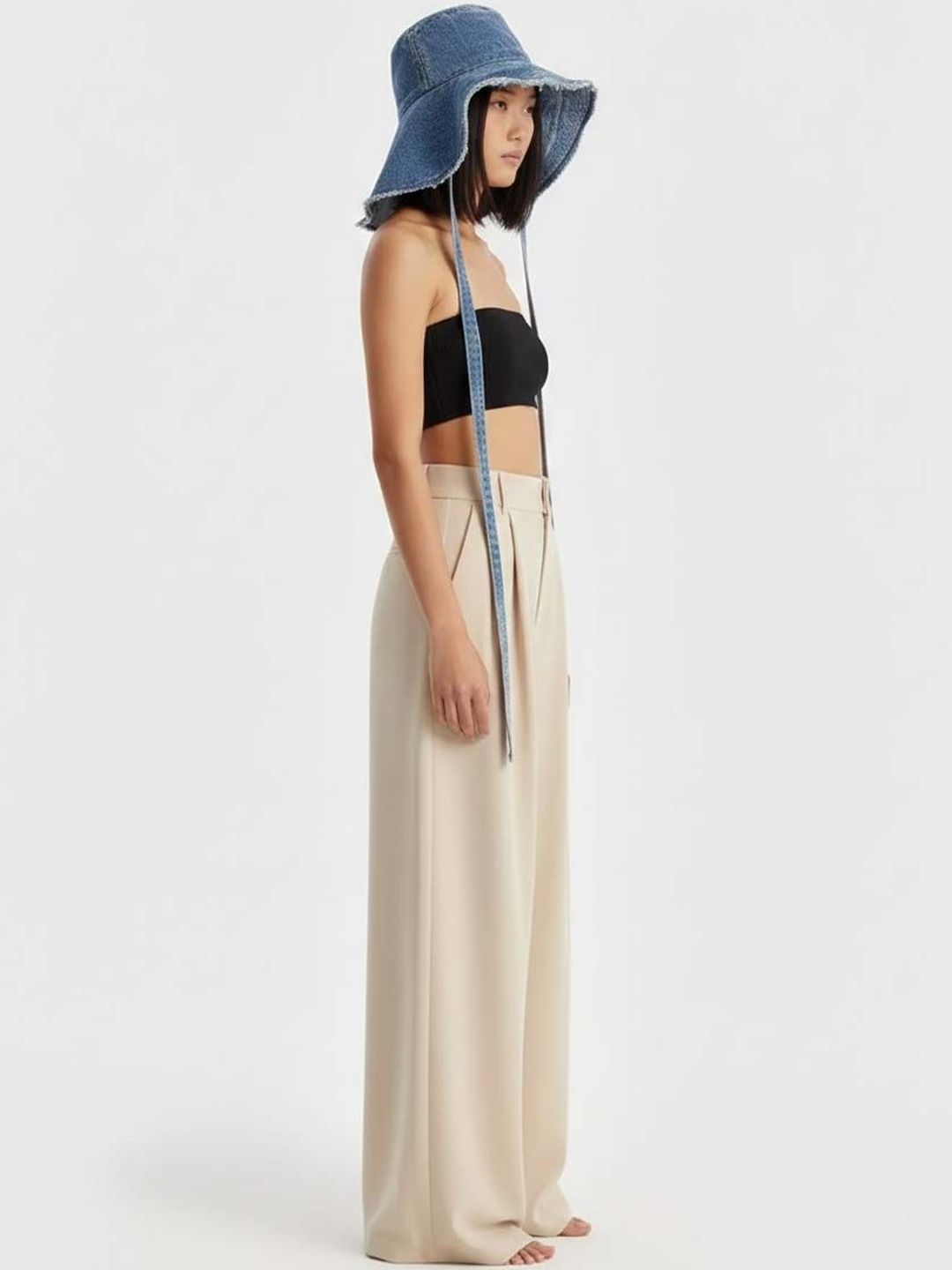 Women High-Rise Pleated Zip Trousers
