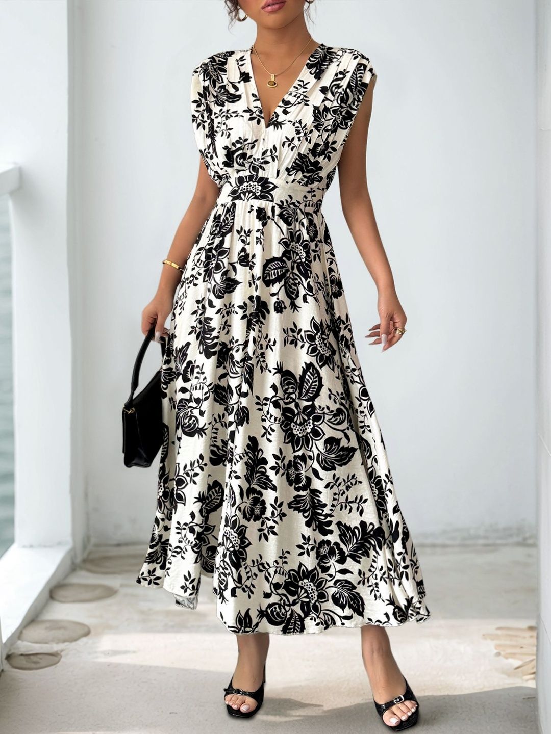 Floral Print Fit & Flare Midi Dress