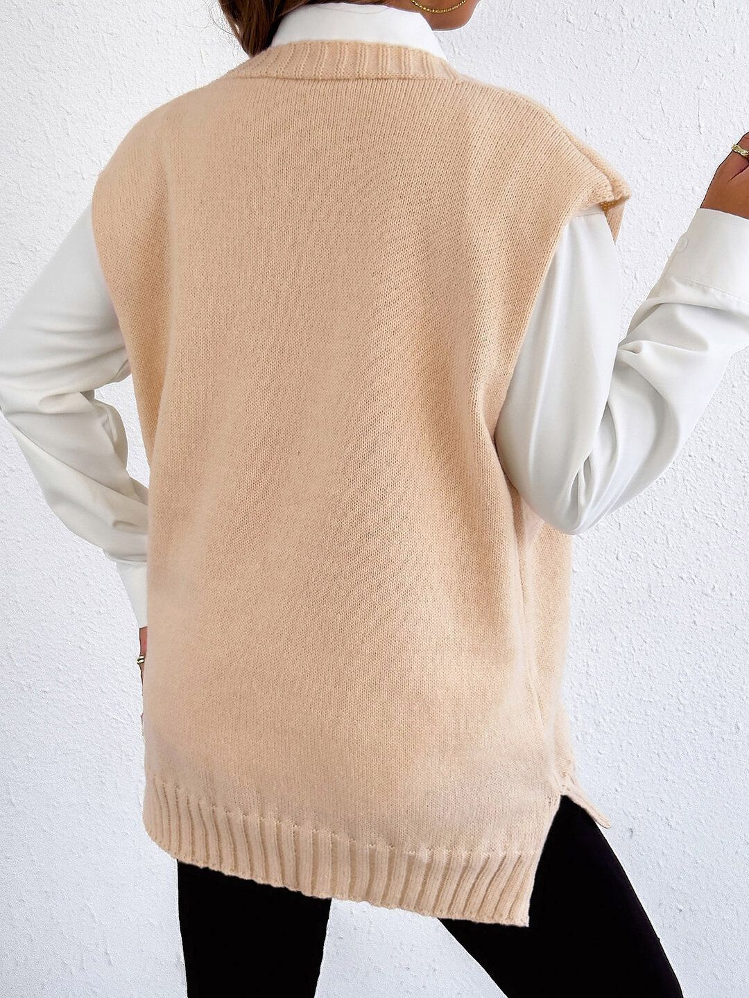 Women Sweater Vest with Applique Detail