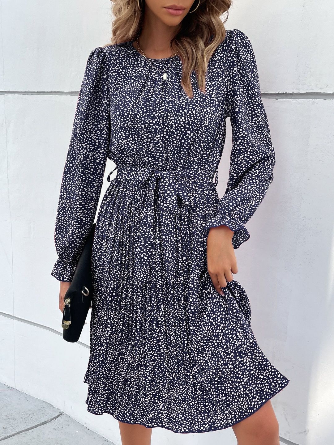 Women's Grey Nowi Print Fit & Flare Dress