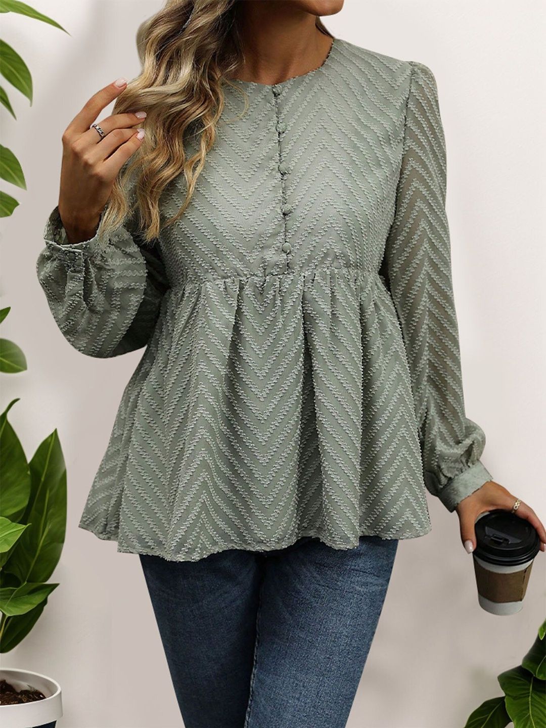 Women's Grey Nowi Peplum Top