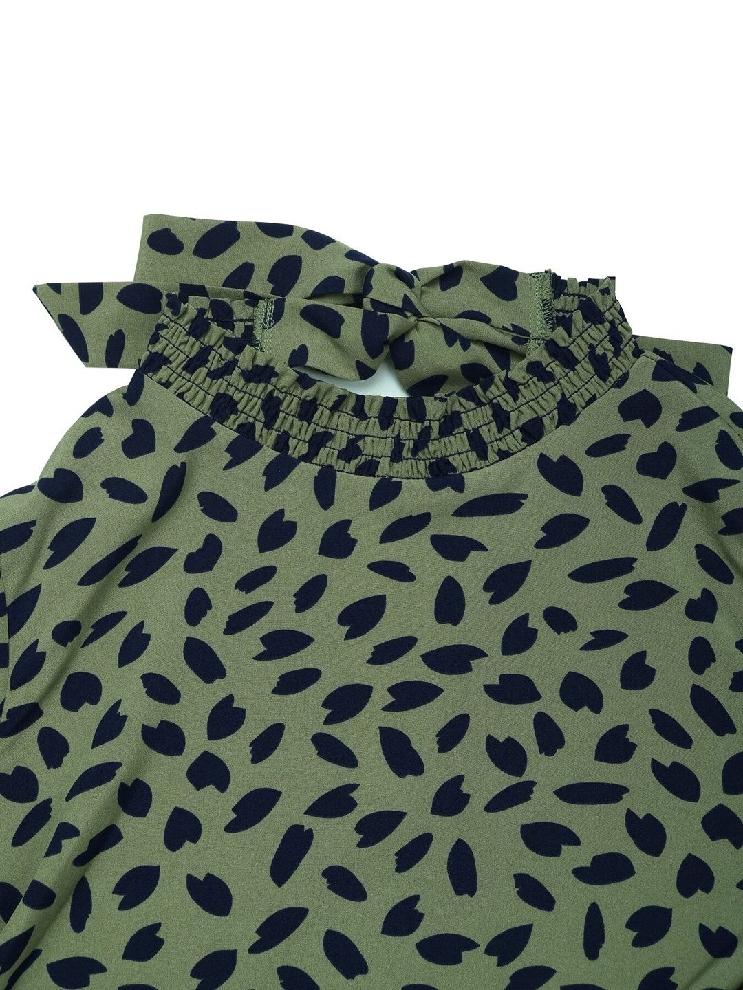 Women's Grey Nowi Print Bishop Sleeve A-Line Dress