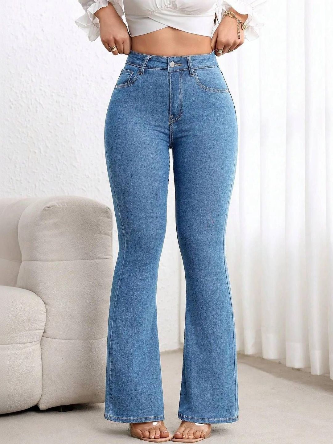 Women Bootcut High-Rise Light Fade Stretchable Jeans