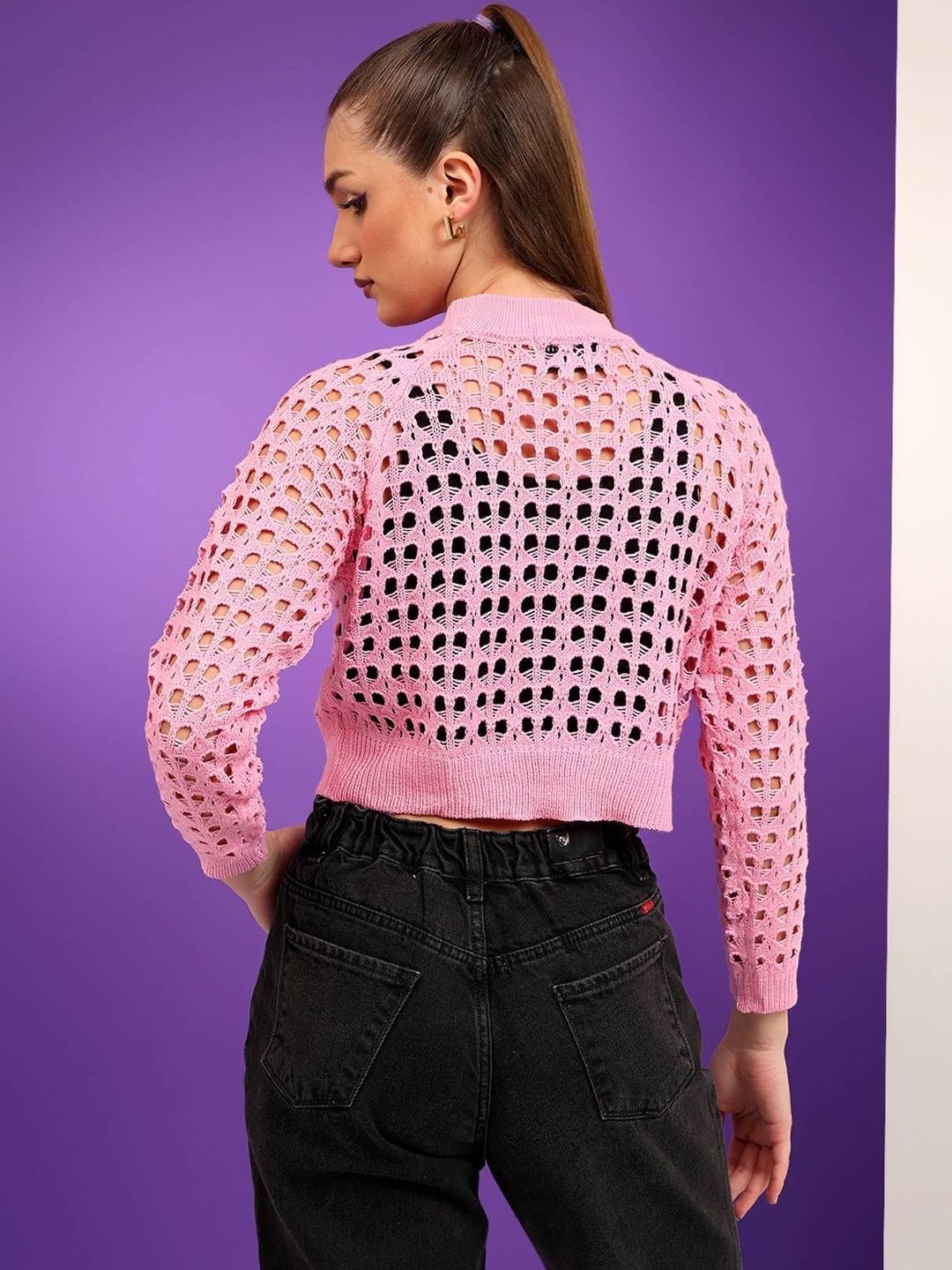 NOWI Women Woollen Crop Pullover