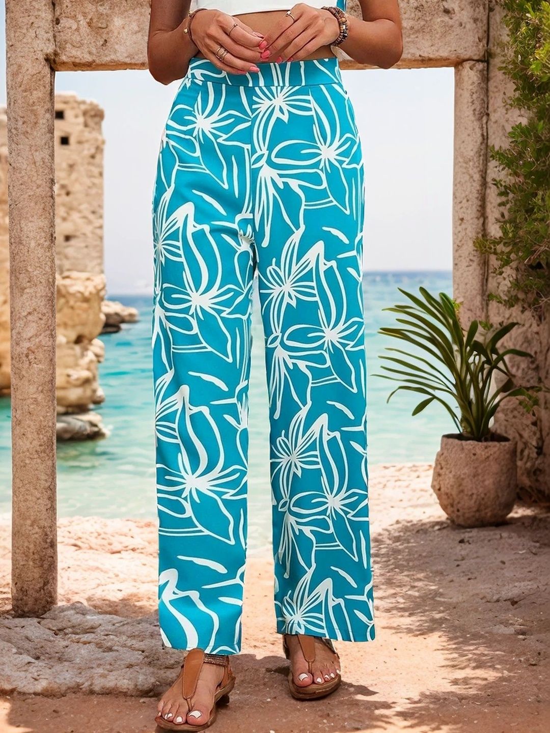 Women Floral Printed Non Iron Trousers
