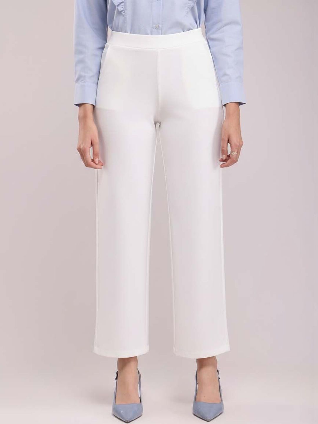 Women Straight Fit Wrinkle Free Trousers