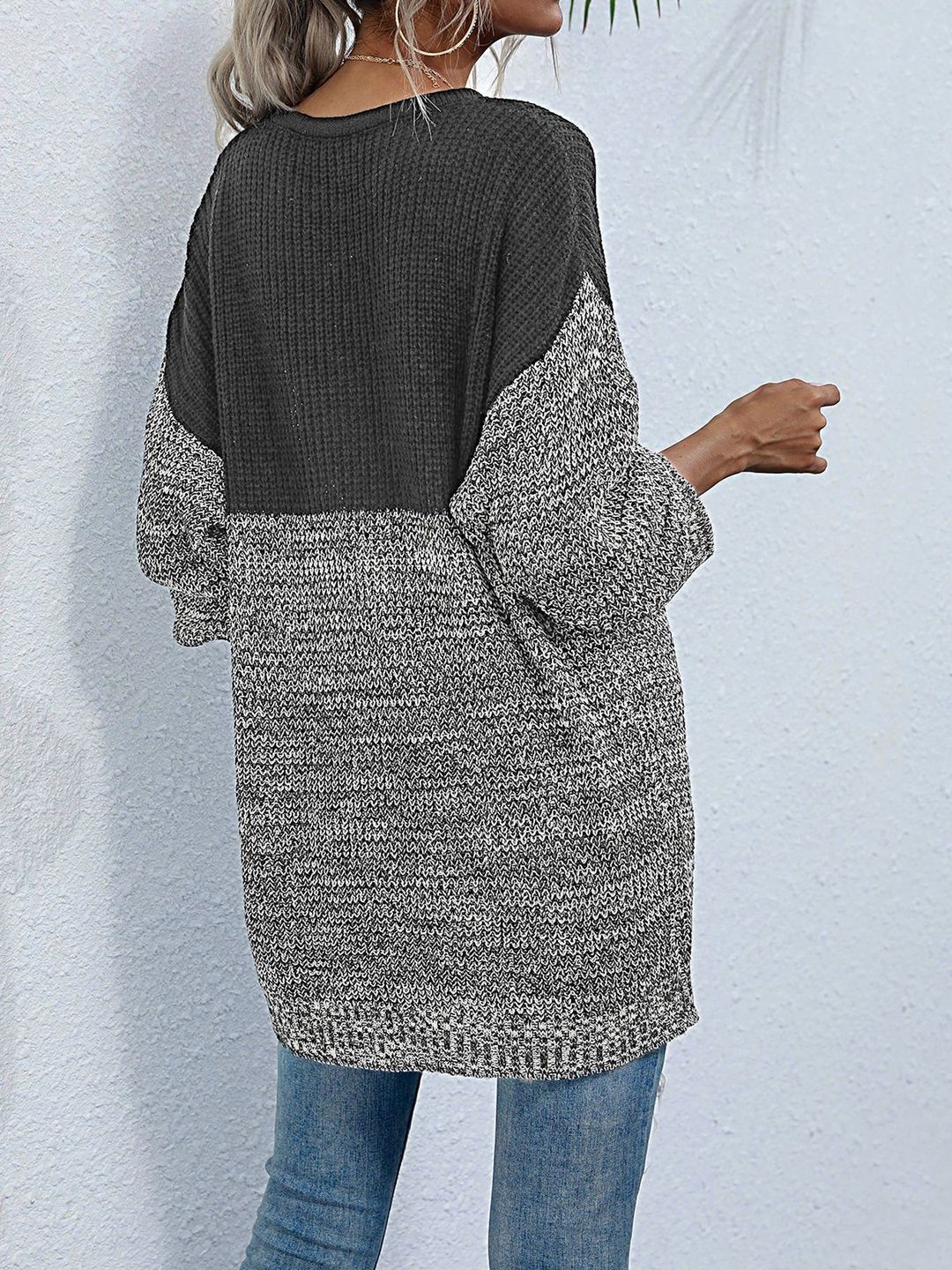 Women's Grey Colourblocked Pullover Blend Printed