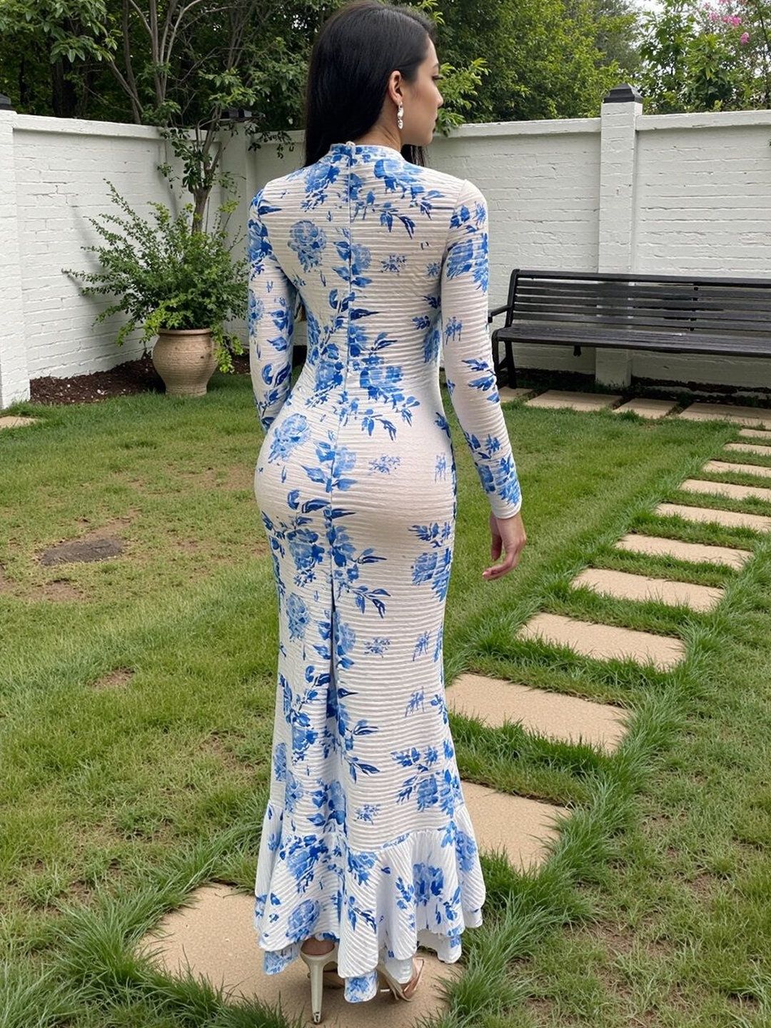 Floral Print Bodycon Maxi Dress