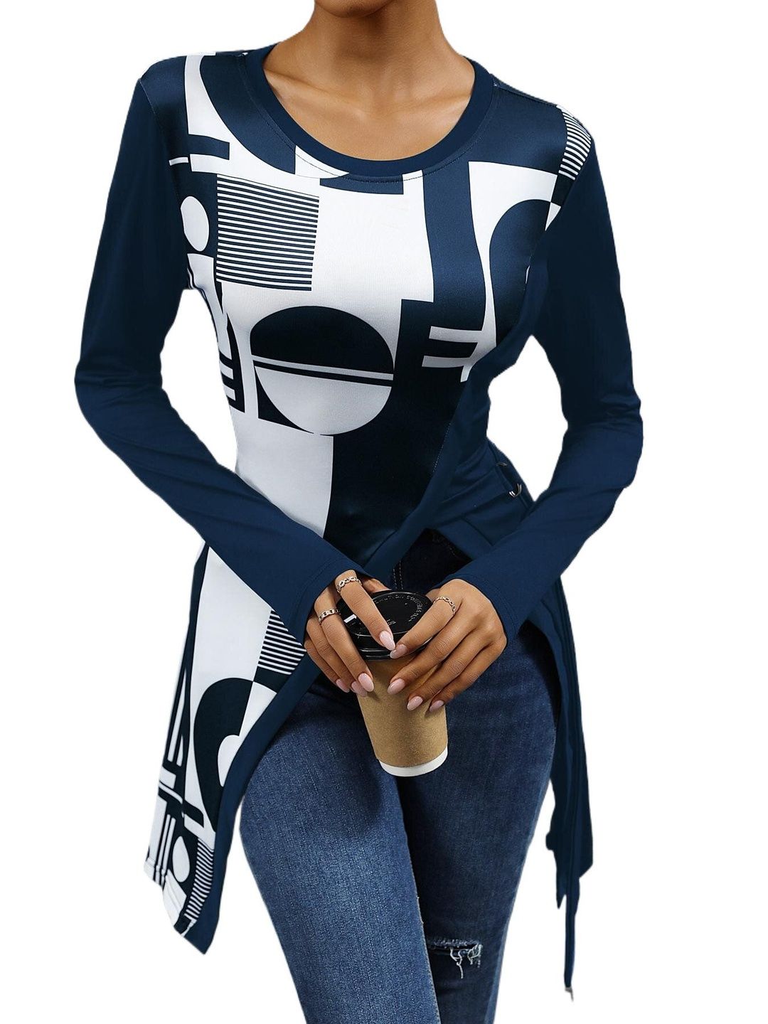 Women's Blue Nowi Print Fit & Flare Dress