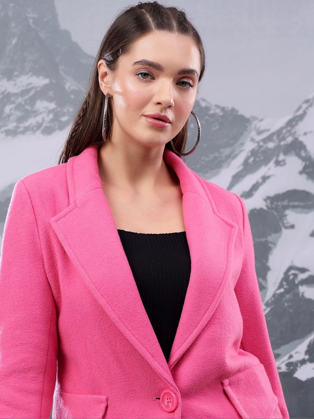 Solid Single Breasted Coats