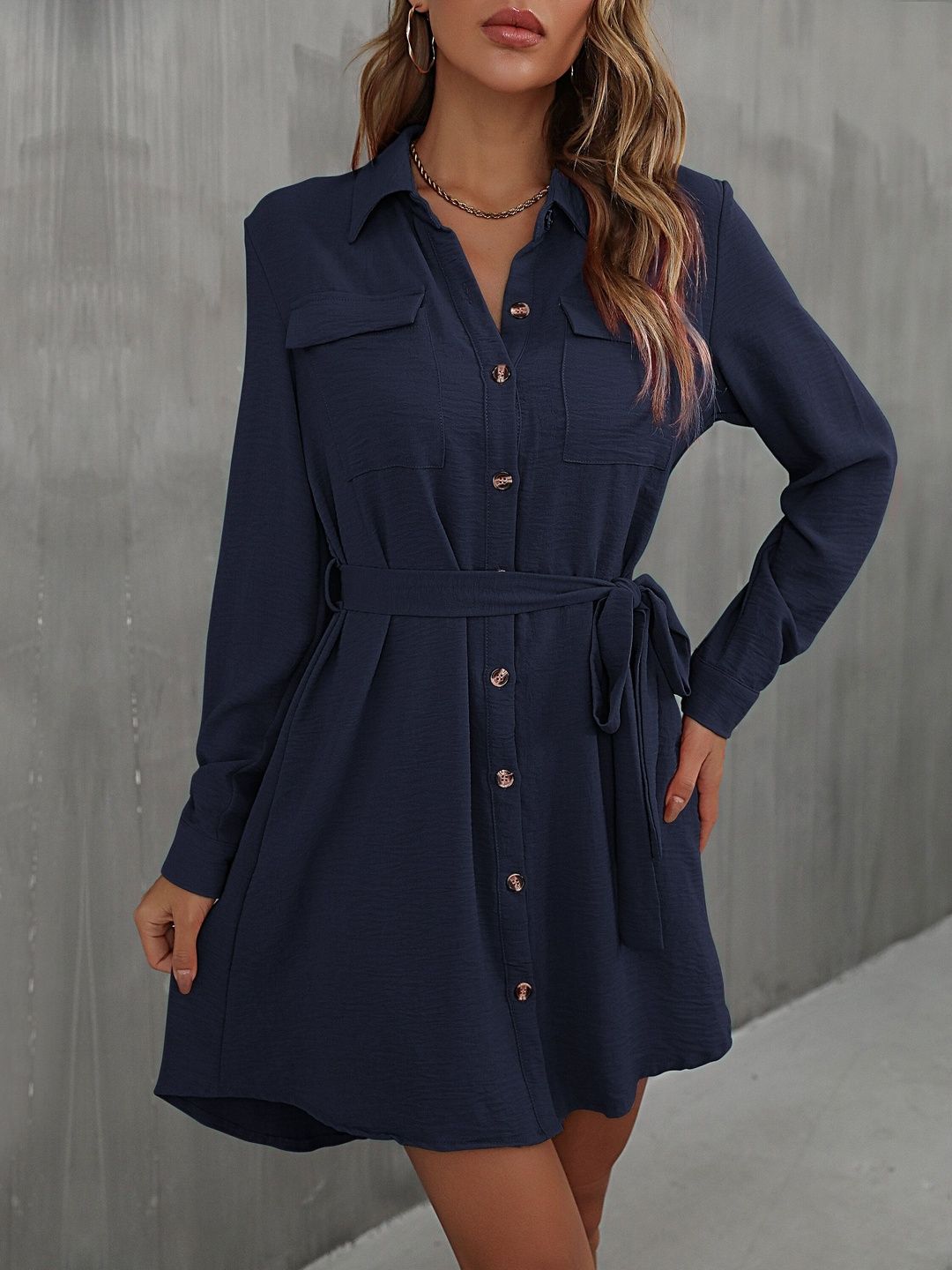 Women's Blue Nowi Shirt Mini Dress