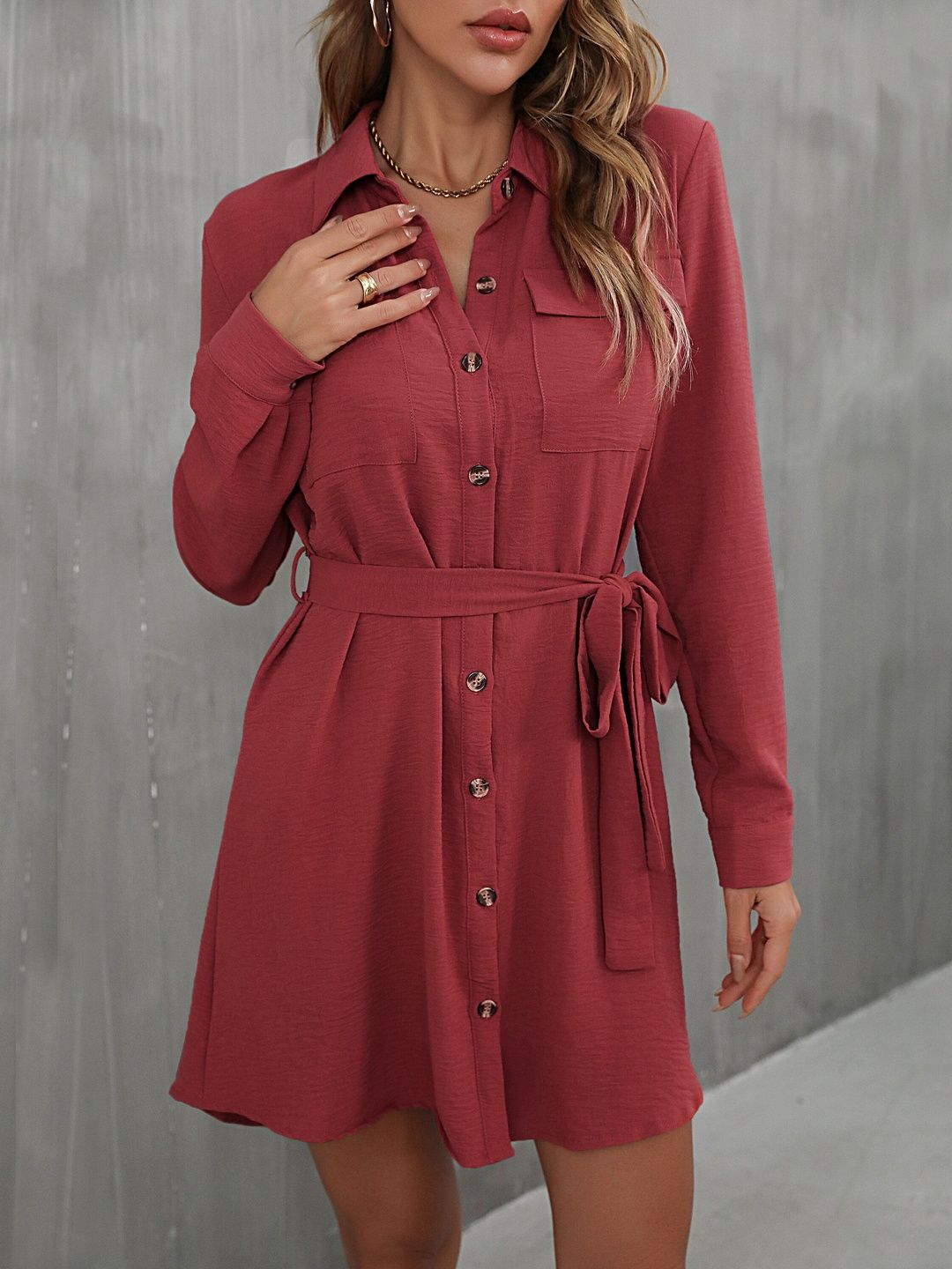 Women's Red Shirt Dress