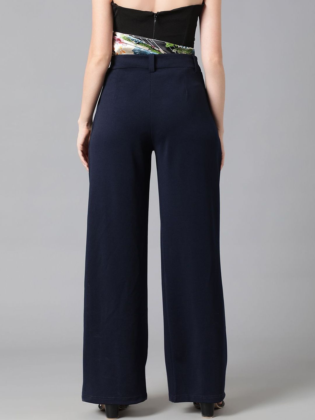 Women High-Rise Solid Regular Fit Formal Trousers