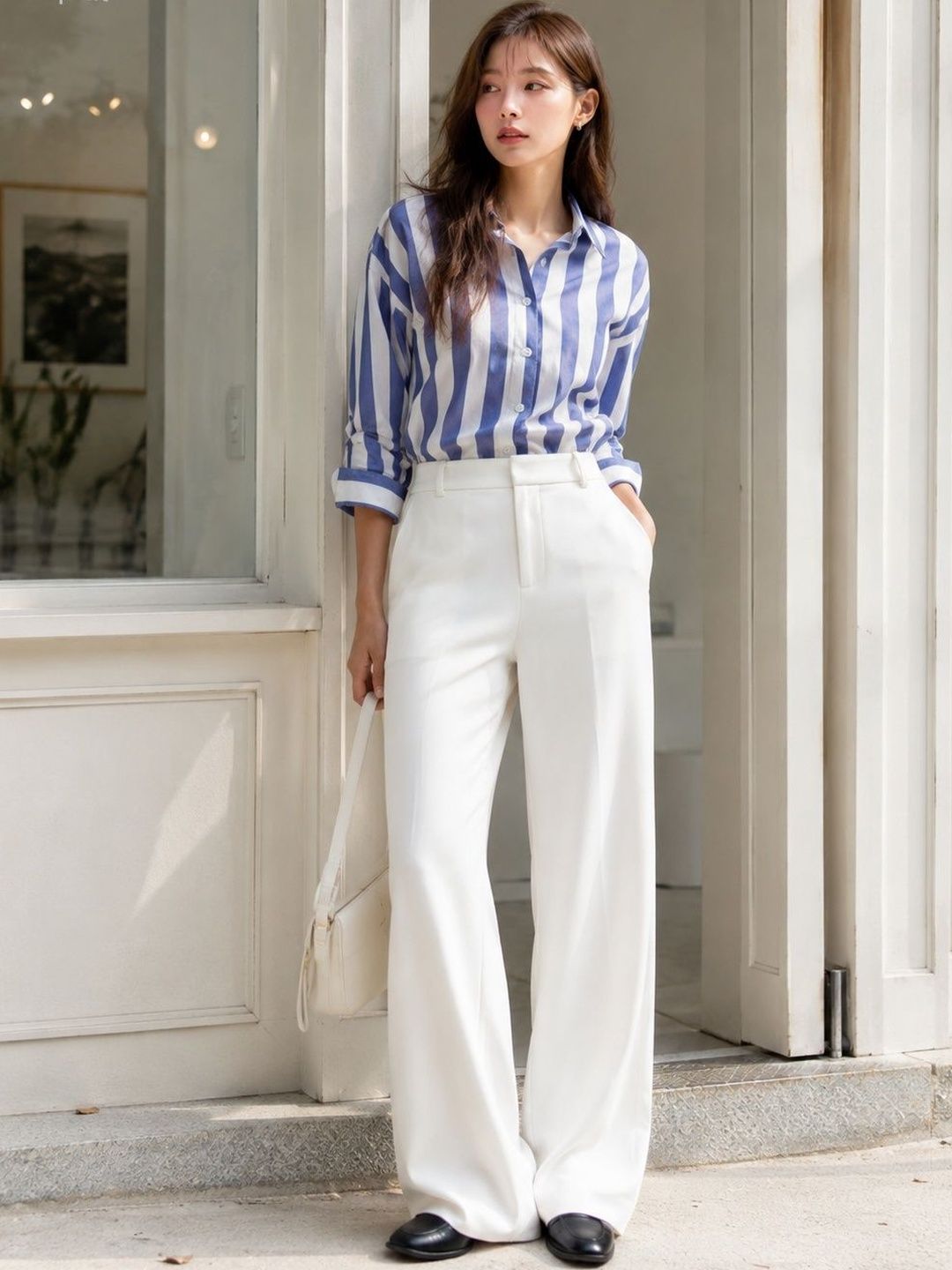 Women Relaxed Straight Leg Straight Fit Wrinkle Free Trousers