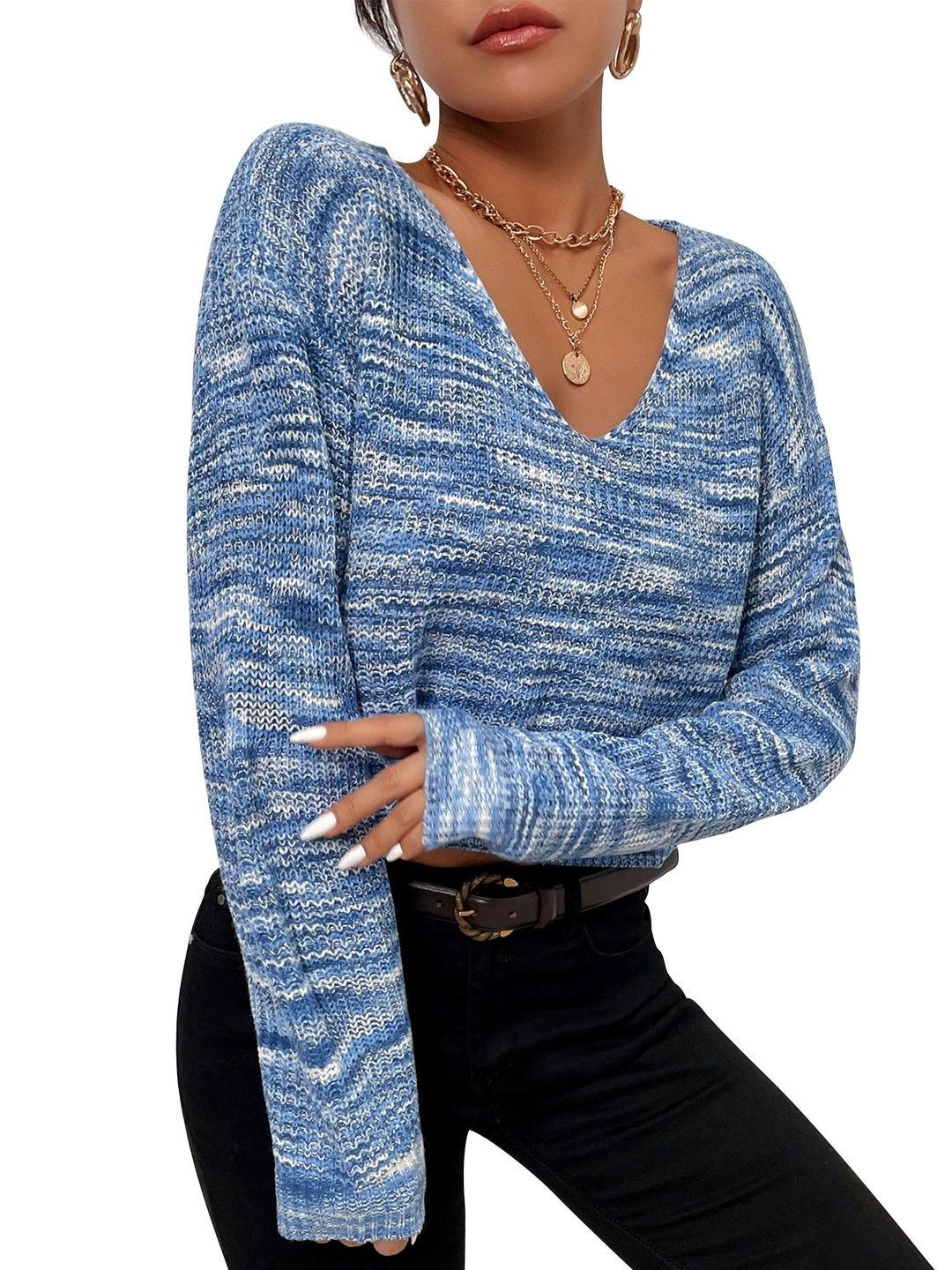 Women's Blue Crop Pullover