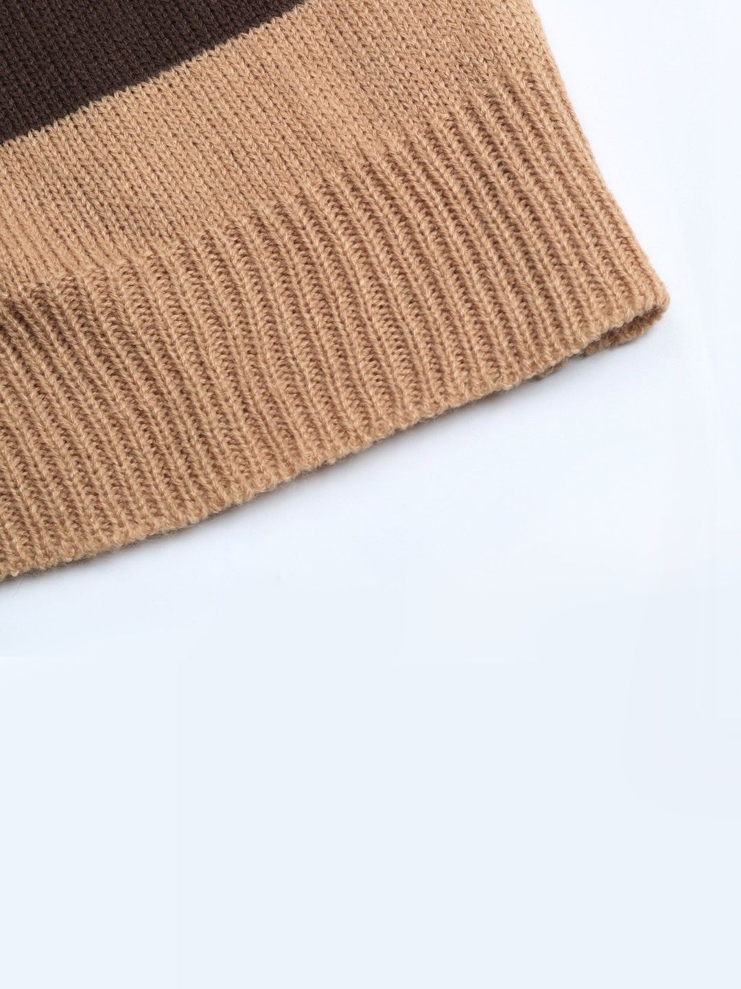 Women's Brown Striped Pullover Blend Regular Fit