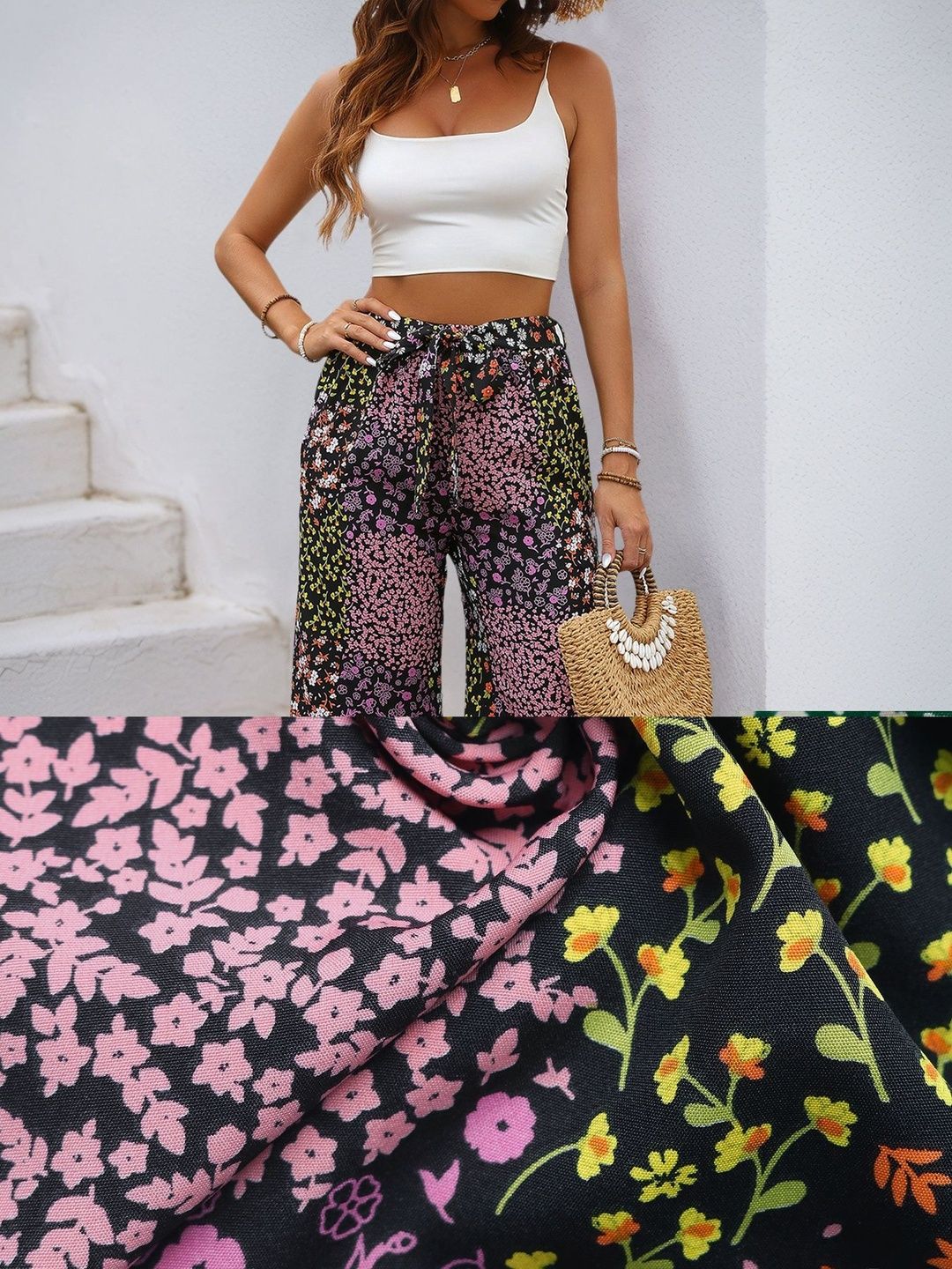 Women Floral Printed Non Iron Trousers