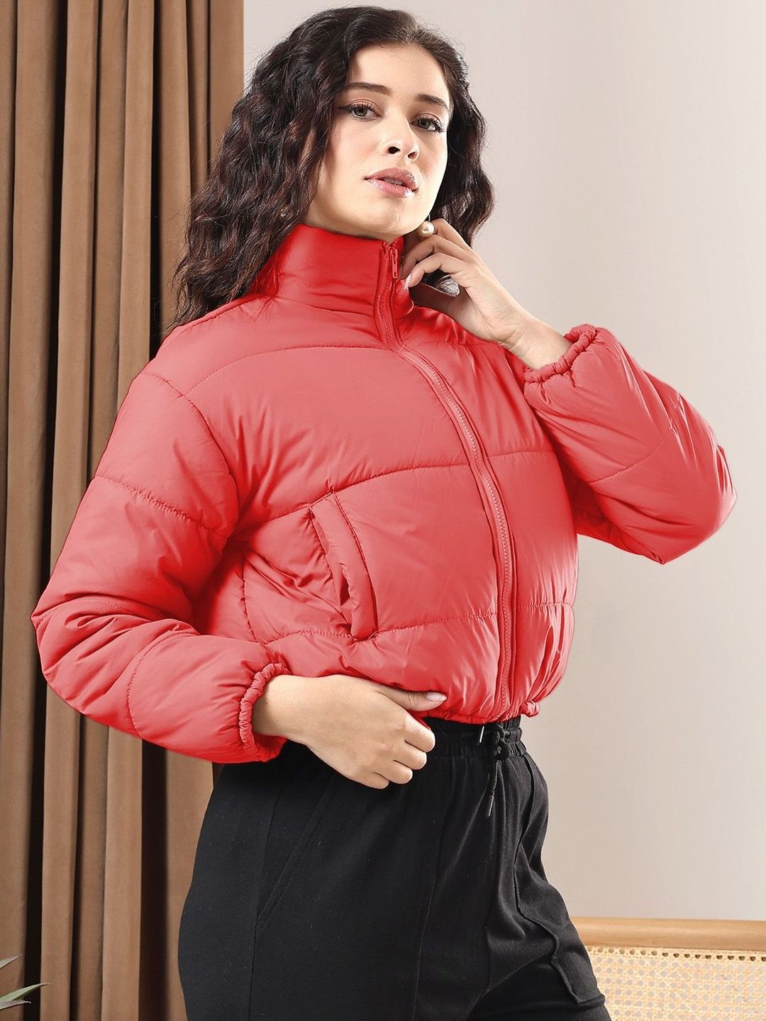 Women Lightweight Crop Puffer Jacket