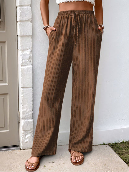 Women Textured Loose Fit High-Rise Non Iron Trousers