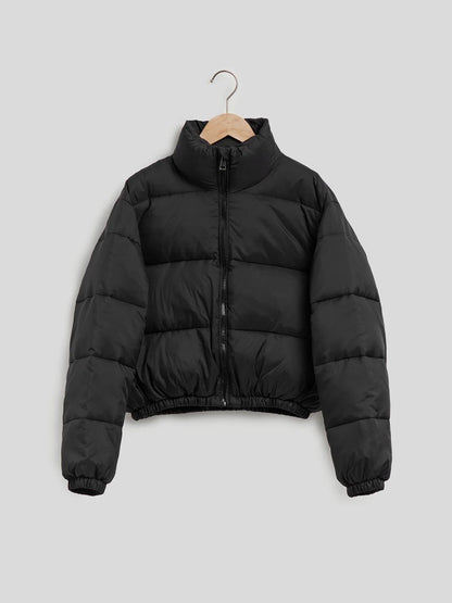 NOWI Stand Collar Crop Puffer Jacket